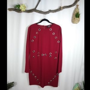 Missguided burgundy grommet detail long sleeve bodycon dress